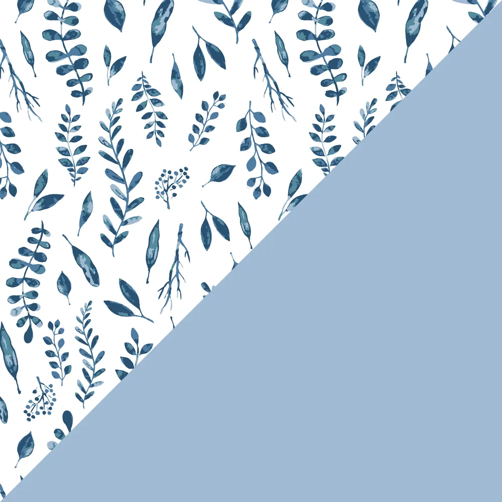 Blue Leaves   Cornflower Bandana Bib Set