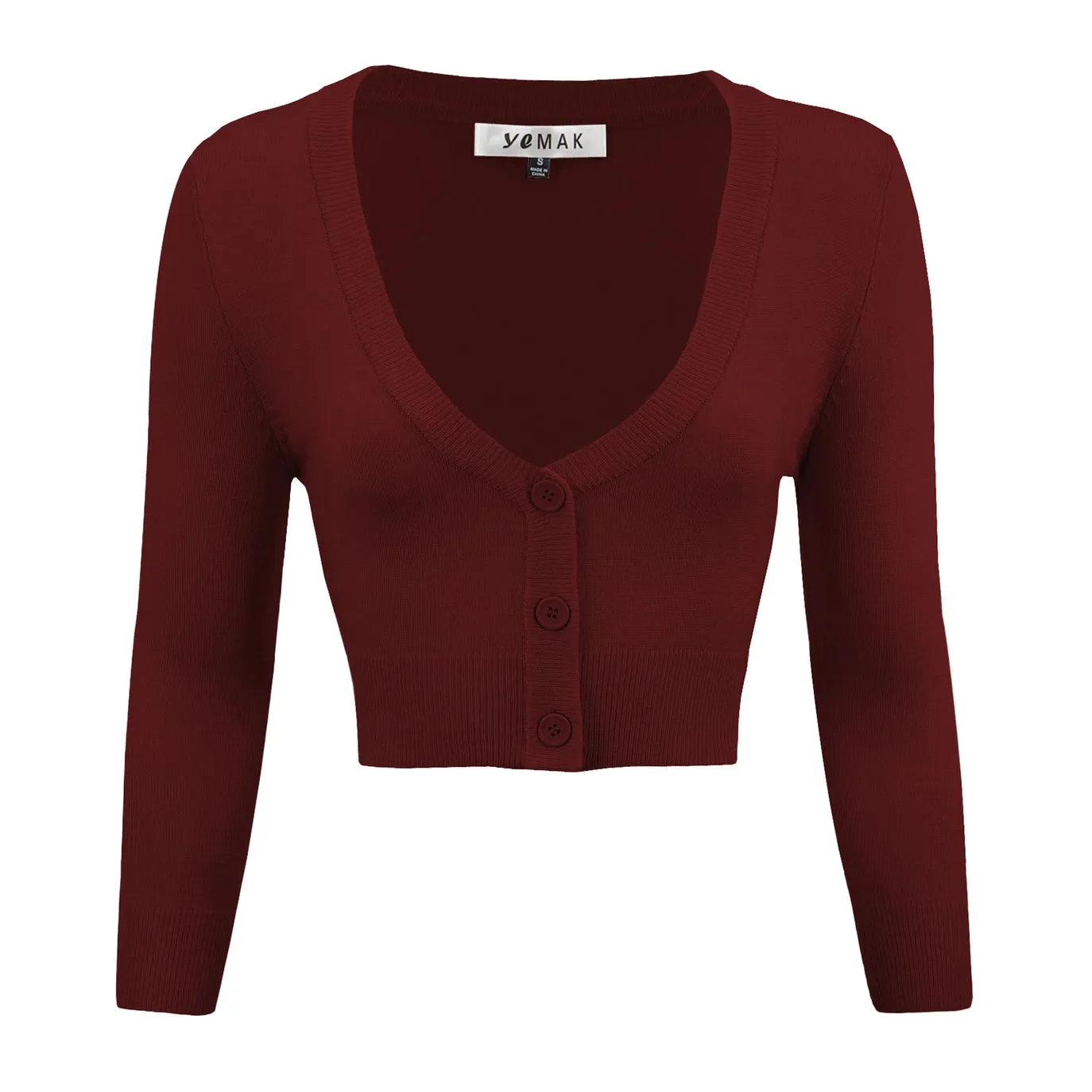 Cropped Cardigan - Burgundy