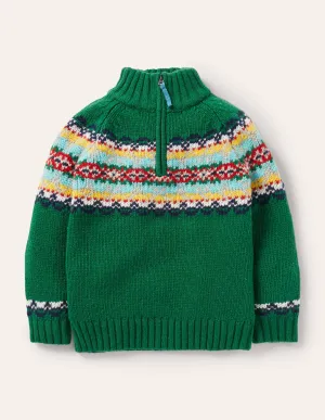 Half-zip Jumper-Highland Green Fair Isle