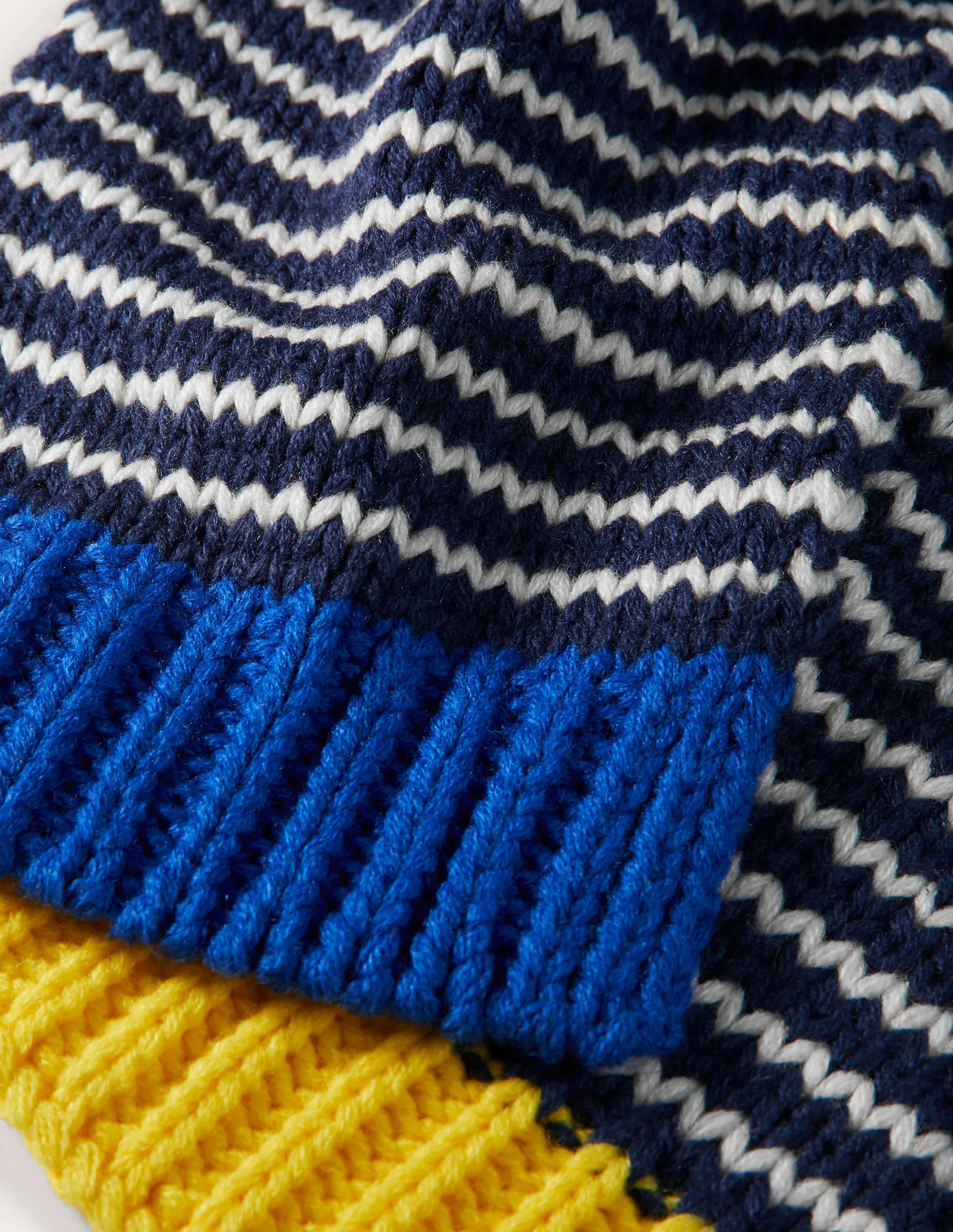 Knitted Striped Scarf-College Navy/Ivory